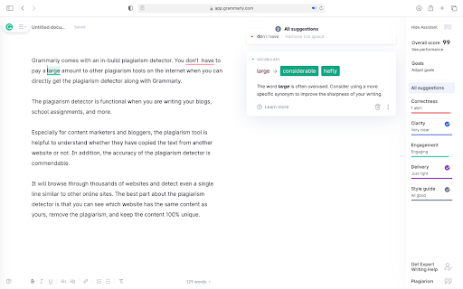 Accuracy and proofreading on Grammarly