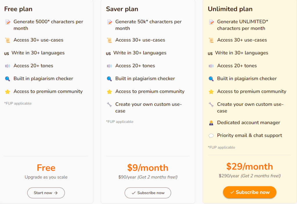 RYTR Pricing Plan