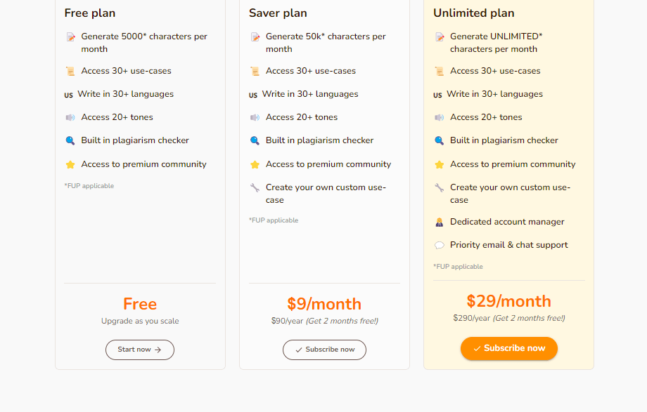 RYTR Pricing Plan