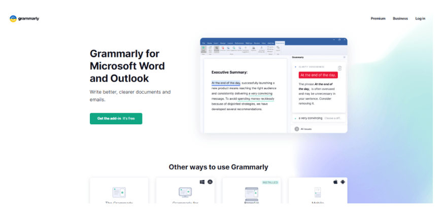 Grammarly website for Microsoft Word
