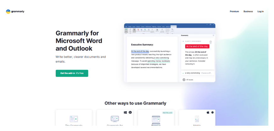 Grammarly website for Microsoft Word Grammarly website for Microsoft Word