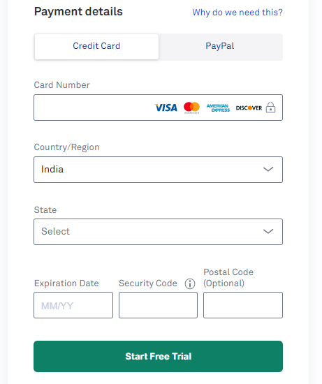 Grammarly Payment Details