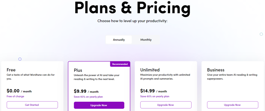 Wordtune Pricing